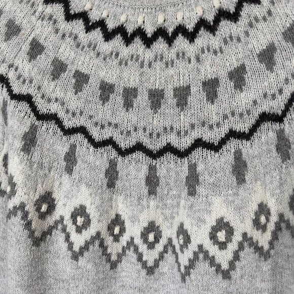 H&M Sweater Womens Light Size XS Gray Alpaca Wool Fair Isle Comfy Cozy Fall Wear - Picture 7 of 13